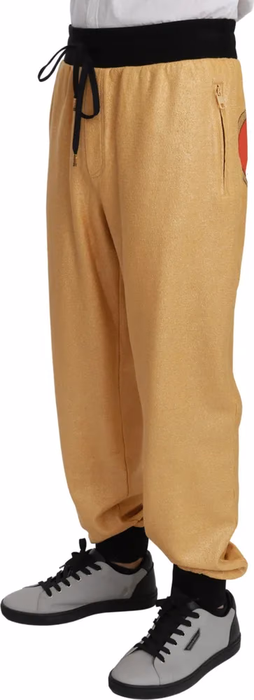 Dolce & Gabbana Gold Year Of The Pig Cotton Mens Pants