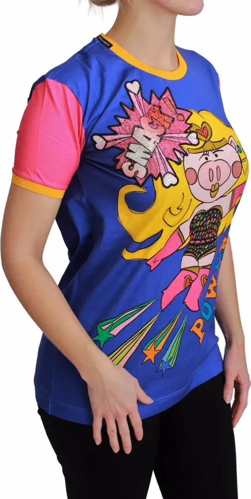 Dolce & Gabbana Purple PIG SUPERGIRL Top Cotton T-shirt