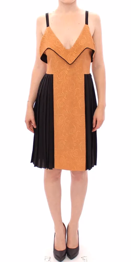 FILOS Black Bronze Silk Sleeveless Above Sheath Dress