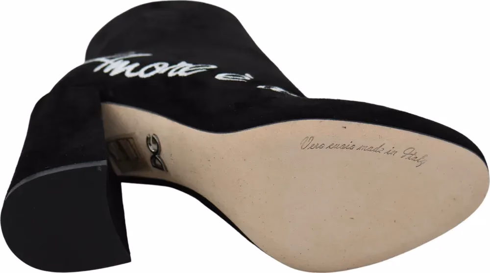Dolce & Gabbana Black Suede L'Amore E'Bellezza Boots Shoes