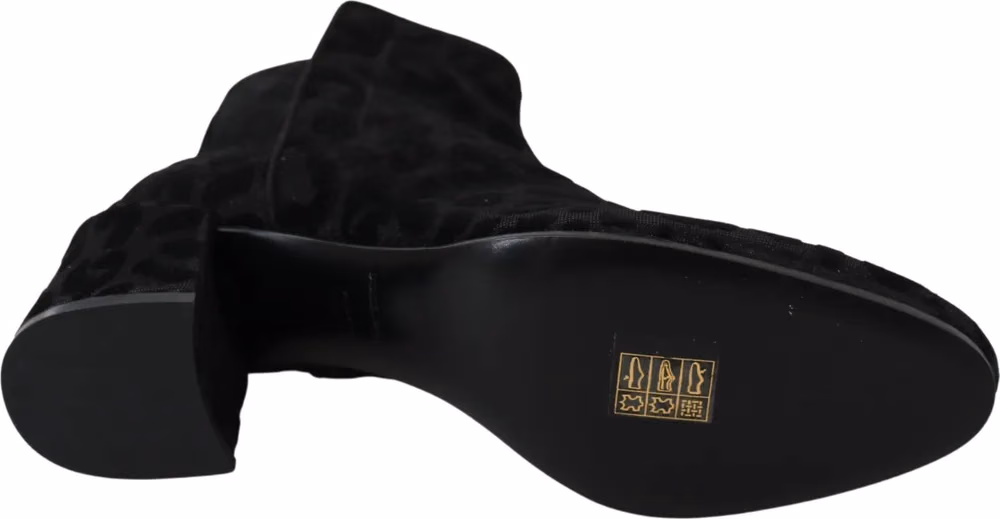 Dolce & Gabbana Black Leopard Short Boots Zipper Shoes