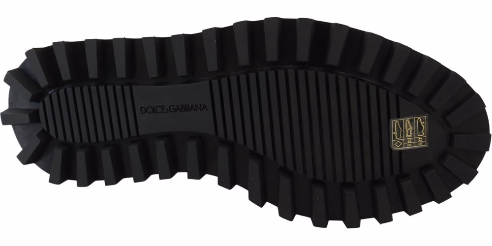 Dolce & Gabbana Black Rubberized Calfskin Chunky Derby Vulcano Shoes