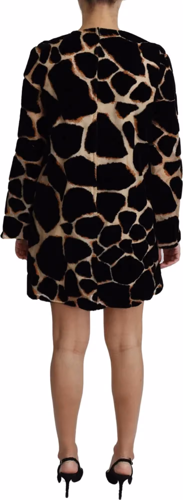 Dolce & Gabbana Black Giraffe Print Shift Mini Dress