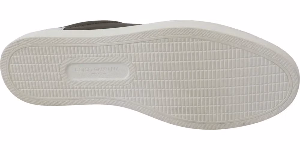 Dolce & Gabbana White Green Leather Low Top Sneakers Shoes