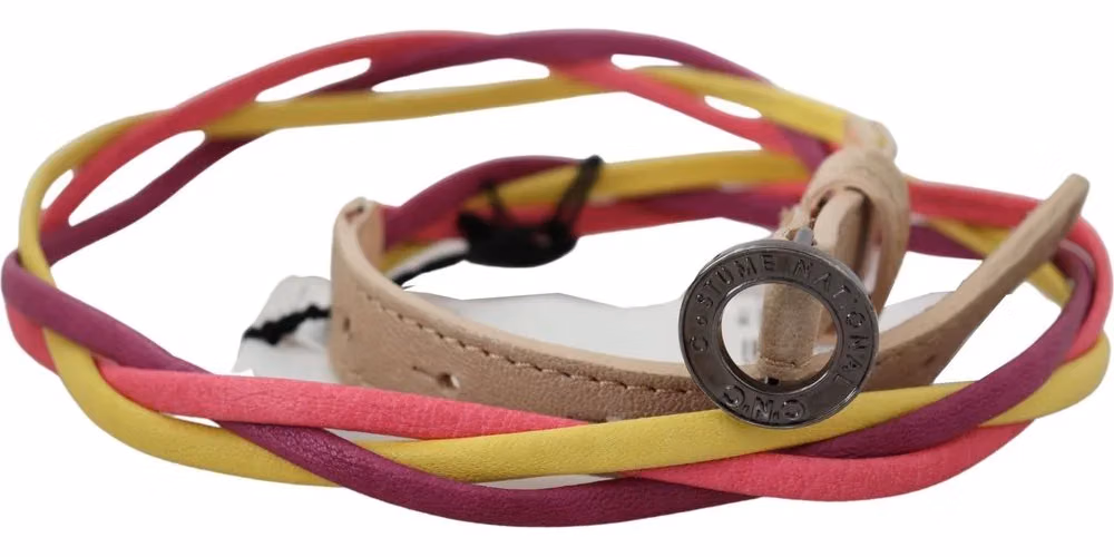 Costume National Multicolor Twisted Leather Circle Buckle Belt