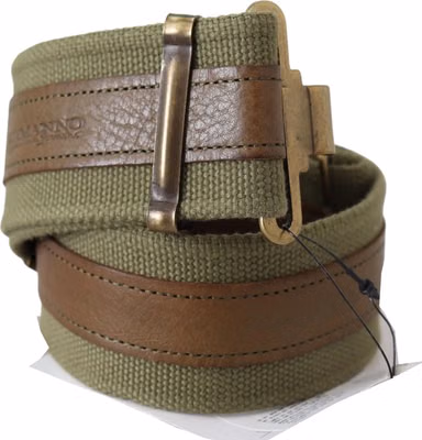 Green Leather Rustic Bronze Buckle Army Belt