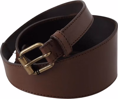 Brown Leather Gold Metal Buckle Belt