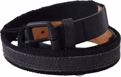 Black Leather Logo Buckle Waist