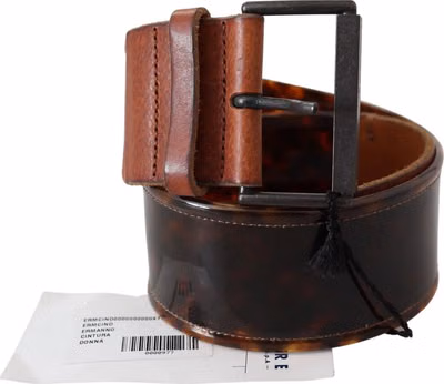 Dark Brown Leather Wide Buckle Belt