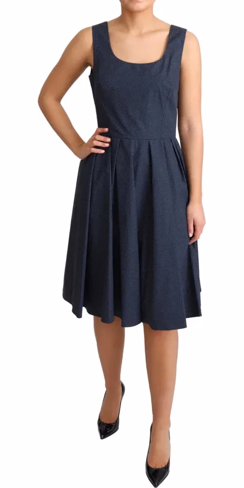 Dolce & Gabbana Blue Polka Dotted Cotton A-Line Dress