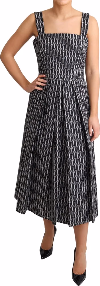 Dolce & Gabbana Black White Pattern Cotton A-Line Dress