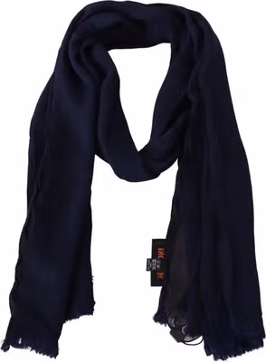 Blue Wool Knit Unisex Neck Wrap Scarf