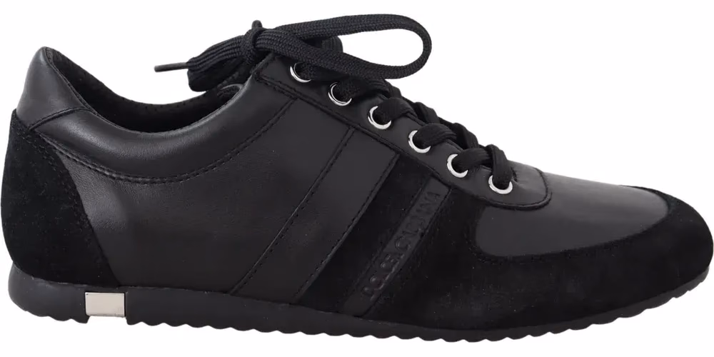 Dolce & Gabbana Black Logo Leather Casual Sneakers Shoes