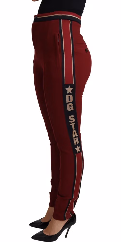 Dolce & Gabbana Red DG Star Striped Skinny Cotton Pant
