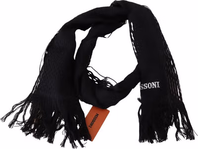 Black Wool Unisex Neck Warmer Wrap Scarf
