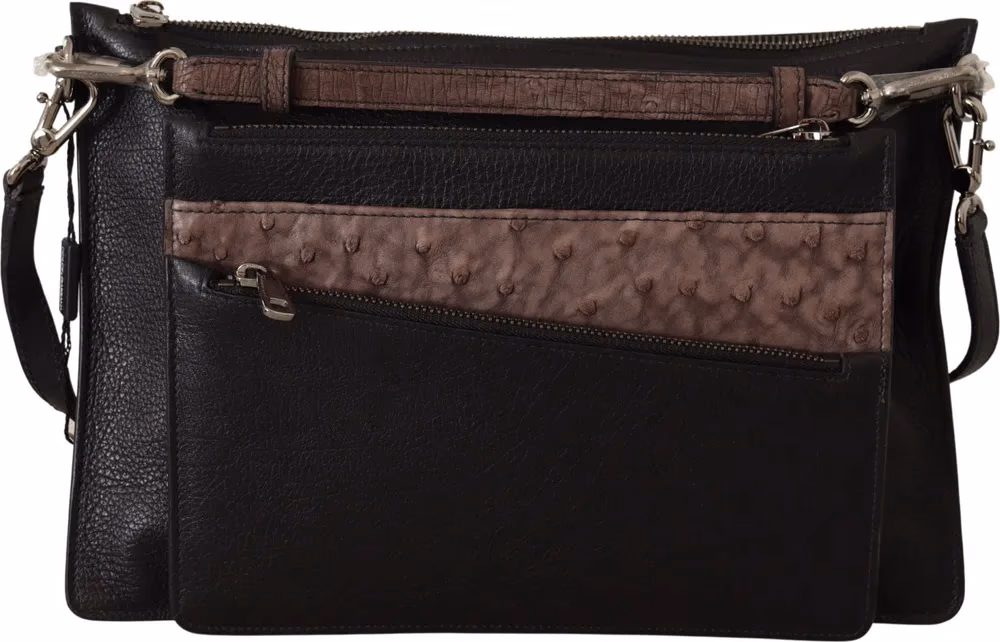 Dolce & Gabbana Black Exotic Leather Shoulder Sling Alta Sartoria Bag