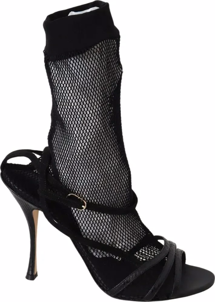 Dolce & Gabbana Black Suede Short Boots Sandals Shoes