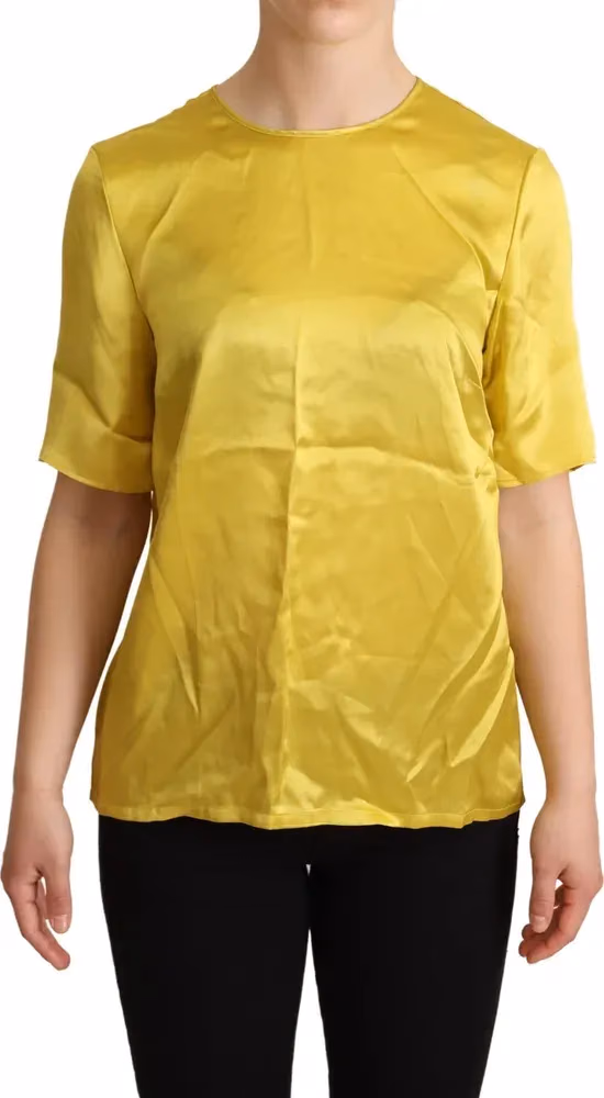 Dolce & Gabbana Yellow Silk Short Sleeve Blouse T-shirt