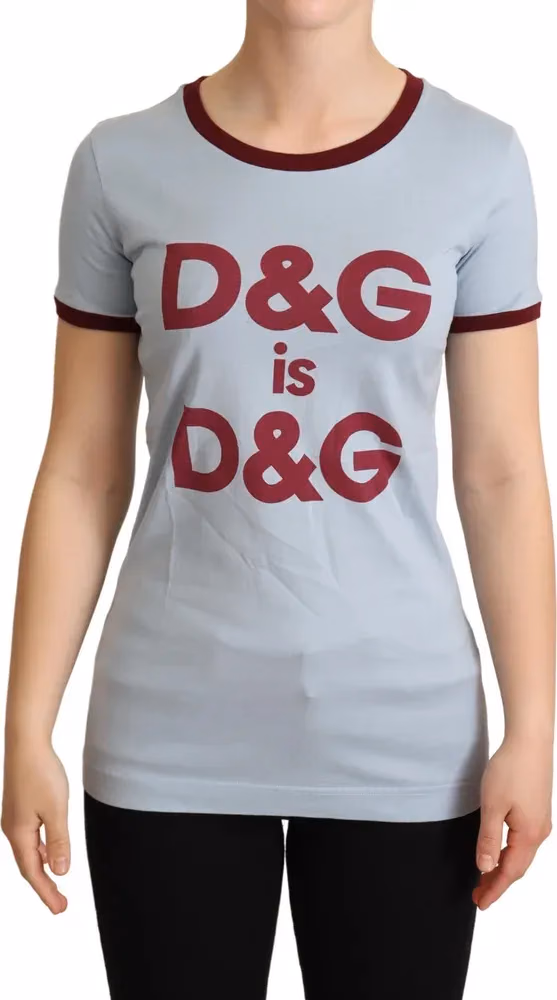 Dolce & Gabbana Blue Crewneck D&G Top T-shirt