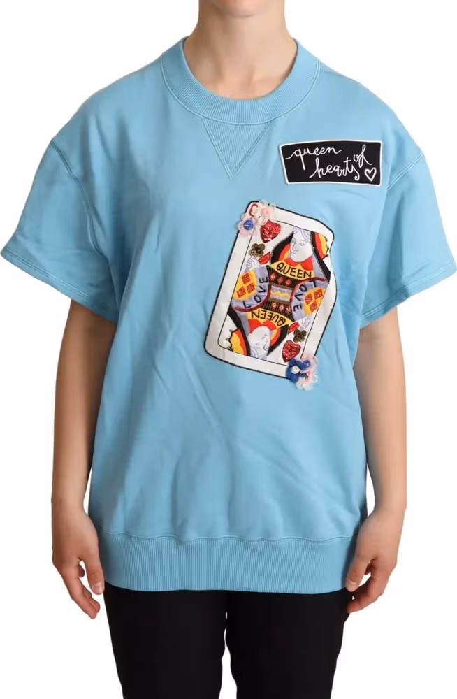 Dolce & Gabbana BLue Queen Of Hearts Card Sweater T-shirt
