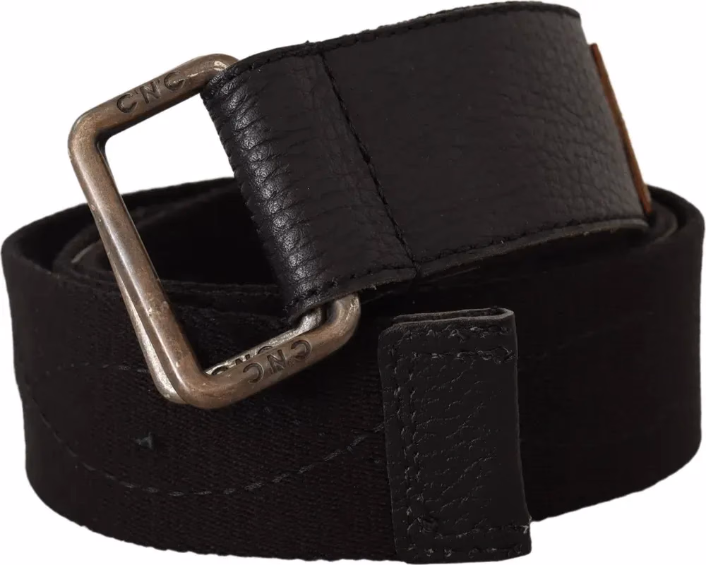 Costume National Black Cotton Ducati Metal Buckle Belt