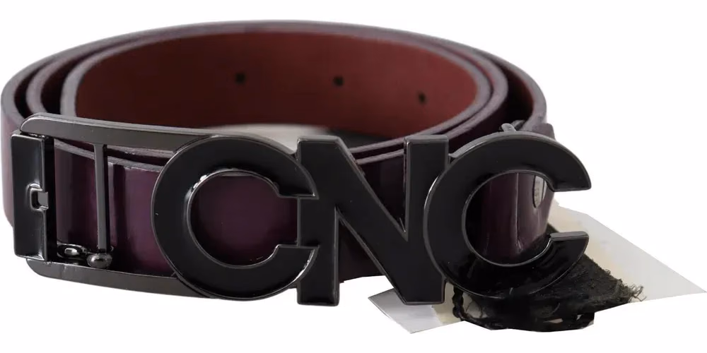 Costume National Brown Leather Large Logo Letter Buckle Belt
