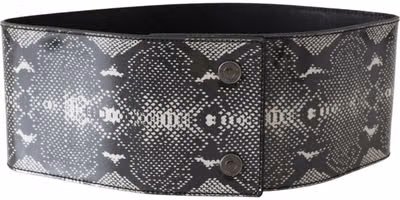 Black Wide Leather Snakeskin Design Waist Belt