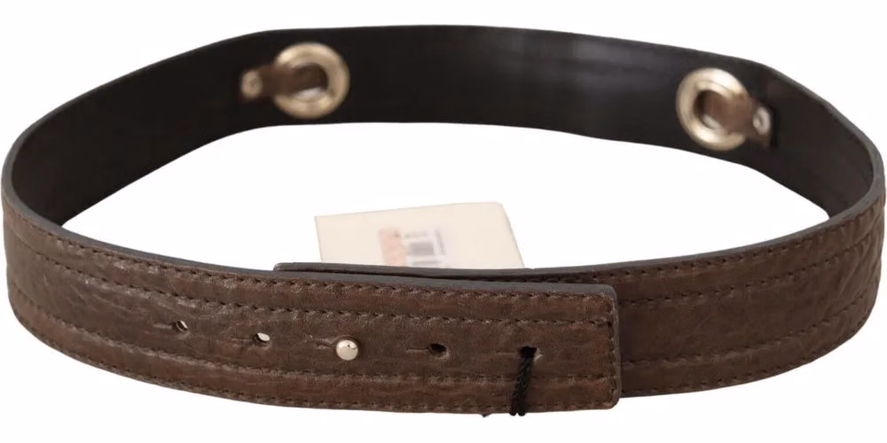 Costume National Brown Leather Silver Fastening Belt