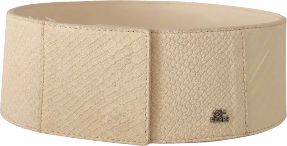 GF Ferre White Waxed Cotton Wide Fashion Belt