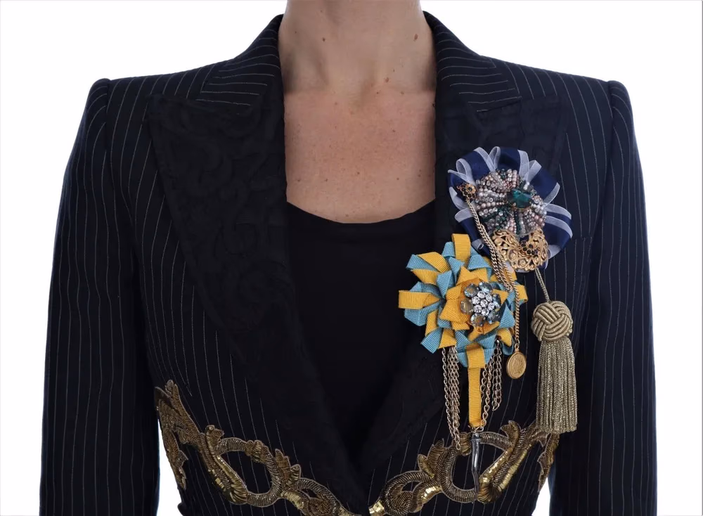 Dolce & Gabbana Dark Gray Crystal Fairy Tale Blazer Jacket