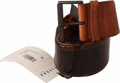 Dark Brown Leather Buckle Waist Belt