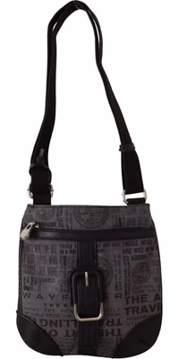 Gray Printed Logo Shoulder Crossbody Purse Bag