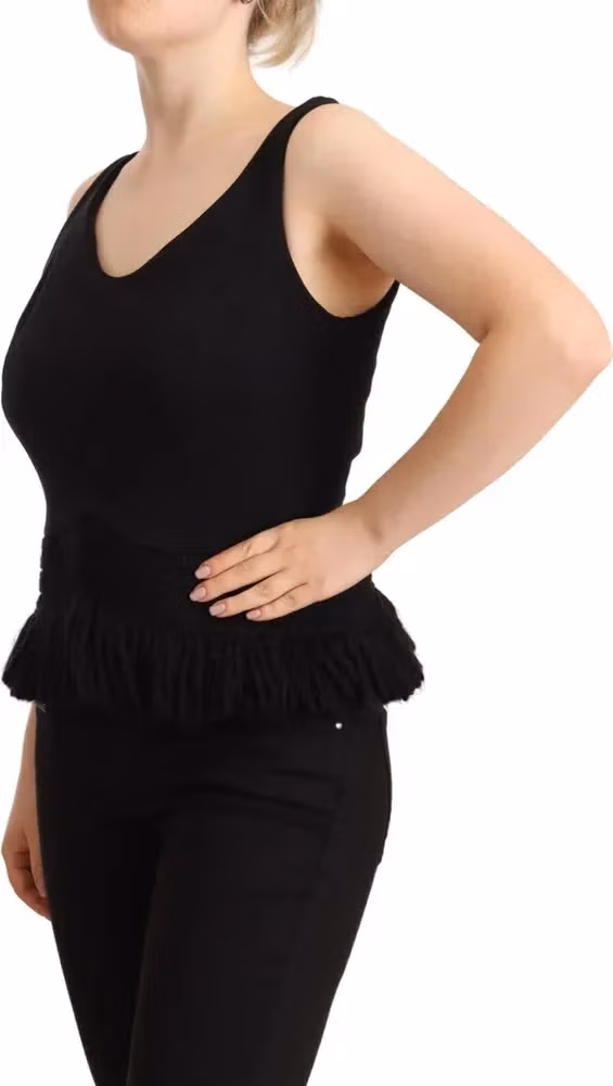 Ermanno Scervino Black Cotton Sleevelesss Tank Casual Top