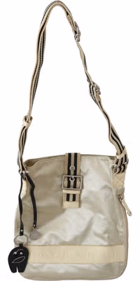 Beige Handbag Shoulder Tote Fabric Purse