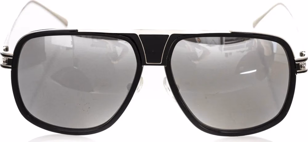 Frankie Morello Black Metallic Fiber Men Sunglass