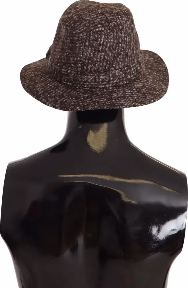 Dolce & Gabbana Gray Melange Blended Textured Tweed Hat