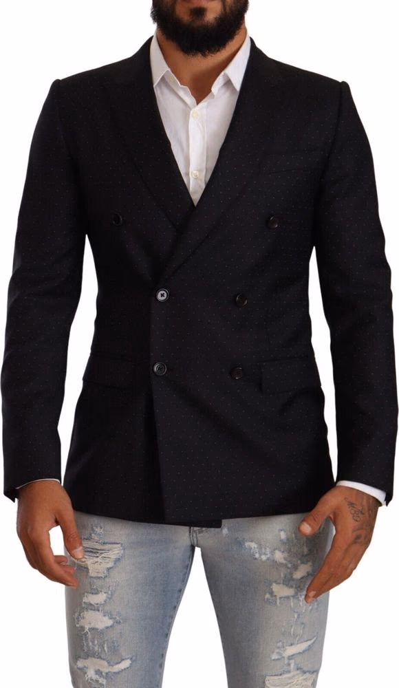 Dolce & Gabbana Dark Gray Dotted Double Breasted MARTINI Jacket