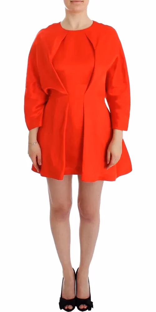 Fyodor Golan Red Mini Linen 3/4 Sleeve Sheath Dress