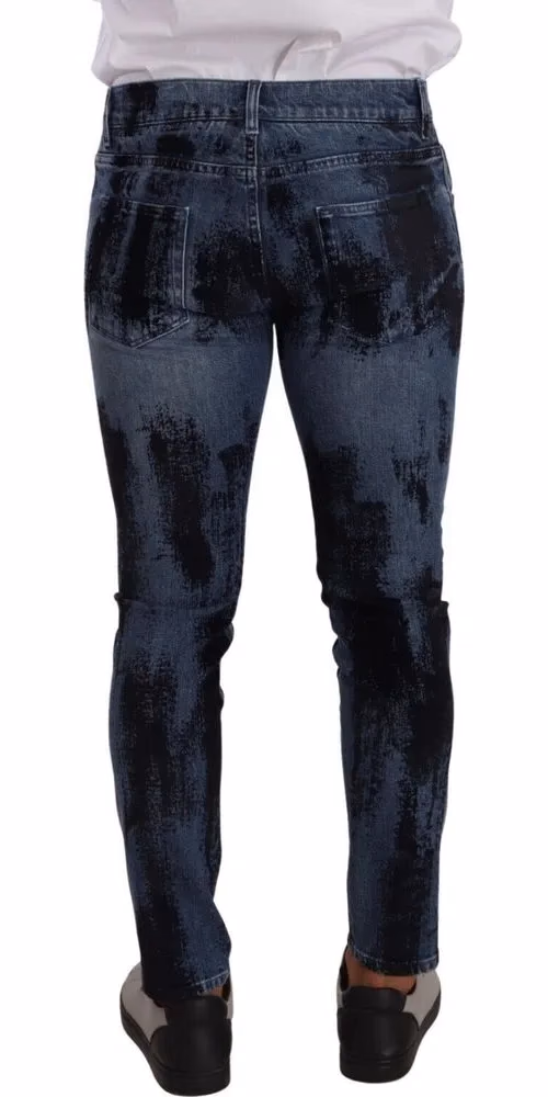 Dolce & Gabbana Blue Black Cotton Skinny Denim Jeans