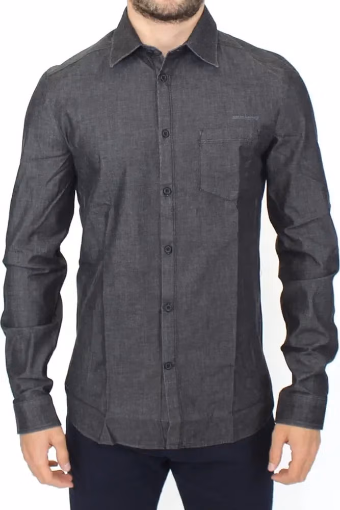 Ermanno Scervino Denim Jeans Cotton Casual Gray Stretch Shirt