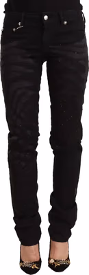 Black Mid Waist Embellished Skinny Jeans