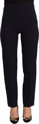 Black High Waist Polyester Women Straight Pants