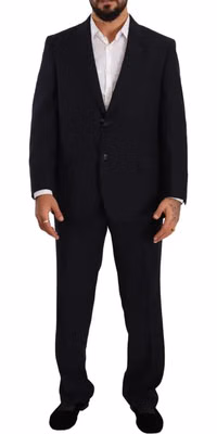 Blue Polyester Single Breasted Formal Suit