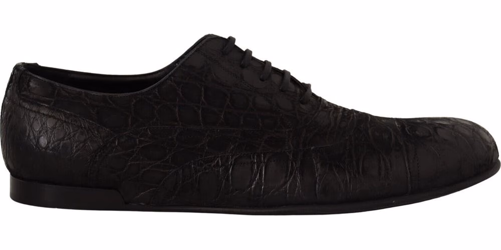 Dolce & Gabbana Black Caiman Leather Mens Oxford Shoes