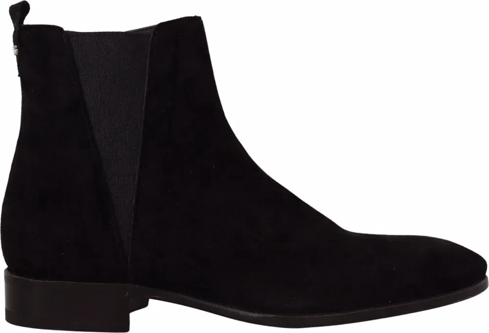 Dolce & Gabbana Black Suede Leather Chelsea Mens Boots Shoes
