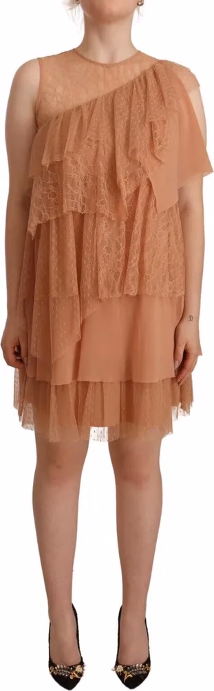 Liu Jo Pink Lace Sleeveless Mini Shift Layered Dress