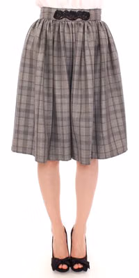 Gray Checkered Wool Shorts Skirt