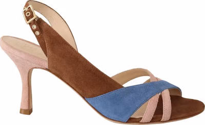 Multicolor Suede Leather Slingback Heels Sandals Shoes