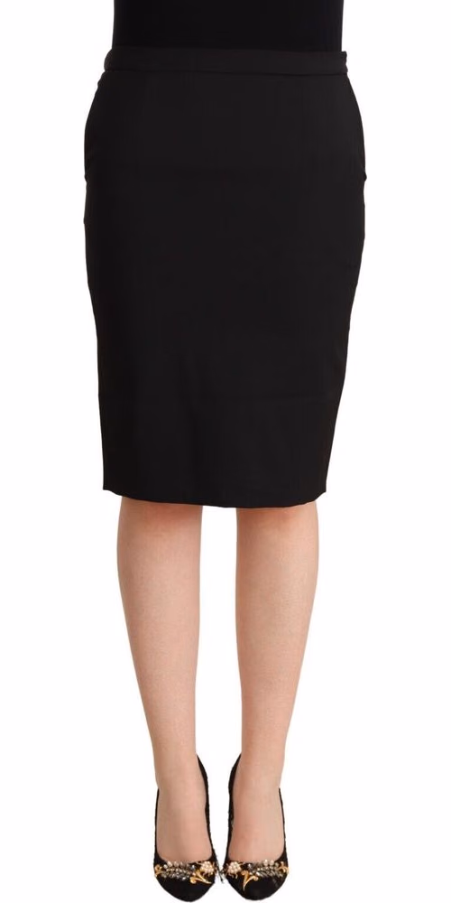 GF Ferre Black Pencil Knee Length Straight Skirt