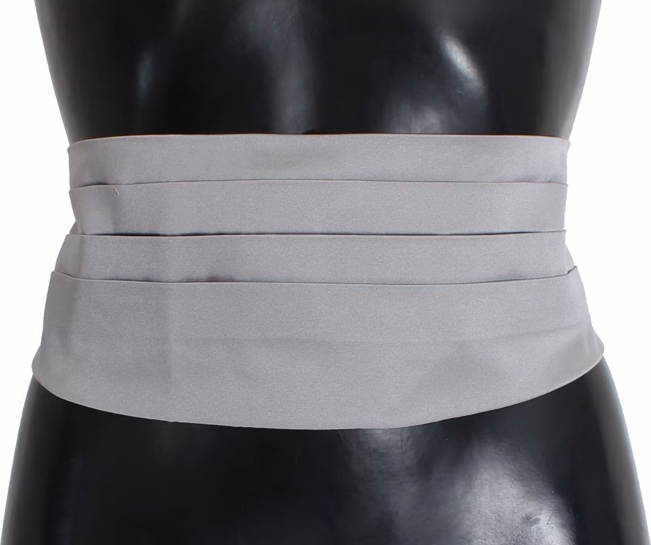 Dolce & Gabbana Gray Waist Belt Silk Cummerbund